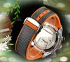 Tous les cadrans fonctionnent marque hommes montres chronomètre deux yeux horloge fonctionnelle complète bracelet en tissu en nylon quartz calendrier étanche miroir en cristal importé montre lumineuse cadeau