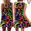 Urban Sexy Dresses Women Summer Mini Dress Elegant Love Heart Geometric Printed Dress Sleeveless Dresses Casual Vintage Maxi Dresses Partywear 230703