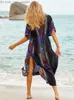 女性の水着女性の水着プラスサイズカフタンビーチチュニック女性夏着用水着カバーアップレディースボヘミアンドレスローブデ Z230706