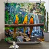 Antal färgglada fåglar papegoja duschgardin 3d tryckt badgardiner vattentätt badrum tvättbar tyg badgardiner med krokar