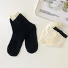 Chaussettes Femme 1 Paire/boucle Cylindre Noir Et Blanc Contraste Pile Femme Ajouré Respirant Mince