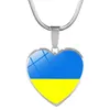 Ukraine-Flagge-Herz-Halskette, Kristall, ukrainisches Nationalsymbol, Glas-Cabochon-Anhänger, Halsketten für Frauen, Schmuck, Geschenke, L230704