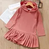 Vestiti da ragazza Vestito da bambino casual T-shirt bianca carina Vestiti per bambini con cappuccio Abbigliamento autunnale