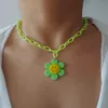ZX New Large Sunflower Face Pendants Necklace for Women Handmade Acrylic Chain Chokers Necklace Girls Fashion Jewelry Wholesale L230704