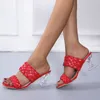 Slippers Summer Mules Design Sandal Slides Braided Cord 7cm Transparent Fretwork Heels Women Shoes Female 230703 3832