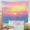 Tapestries Summer Seaside Sunset Tapestry Pink Purple Sky Tapestries Natural Scenery Wall Blanket Cloth Living Room Bedroom Wall Hanging