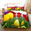 Set di biancheria da letto Set copripiumino tulipano Letto matrimoniale 200x200cm Trapunta a fiori 3D 220x240 King Twin Size 3PCS 2PCS Single 140x210