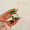 Dangle kolczyki Vintage komunikat akrylowe wisiorki zielony okrągły Opal dla kobiet Party nieregularny przesadzony długi frędzel Drop