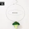 Hänge Halsband HuaTang Rolig Simulering Broccoli Pandent Halsband För Kvinnor Flickor Färska grönsaker Geometri Harts Akryl Smycken Krage