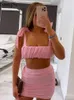 Two Piece Dress Sampic Summer Women Fashion Sleeveless Suspenders Pieces Set Sexy Off Shoulder Backless Vest Slim Bodycon Skirt Suits 230703