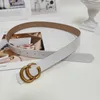 Cinturón de diseñador de lujo Vintage Pin Aguja Hebilla Diseñadores Cinturones Clásico Color Sólido Cinturones de letras doradas para mujeres 8 Ancho 3.0 cm Tamaño 95-115 Casual Nice3vzm