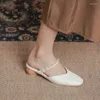 Women 151 Sandals Slippers Fashion Pearl Strange Mid Heels Ladies Wedding Shoes Woman Mules Plus Size