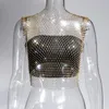 Damtankar 2023 Sexiga Mesh Crop Tops För Dam Sommar Rhinestones Modefest Se Through Fishnet Tank Hollow Out Backless Top Väst