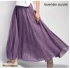 Jupe Maxi en lin taille haute élégante de la jupe 2023 été dames décontracté élastique 2 couches jupes saia feminina 20 couleurs SK53 230703