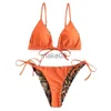 Traje de baño de mujer Venta caliente traje de baño de talla grande para mujer 2 piezas Estampado de piel de serpiente sexy con cordones Conjunto de bikini de pierna de corte alto Traje de baño de dos piezas bikinis J230704