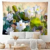 Tapisserier Lotus Flower Tapestry Abstrakt Akvarell Floral Tapelestries vardagsrum sovrum vägg hängande trasa för heminredning väggfilt