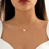 IngeSightZ coreano semplice singola imitazione perla collana pendente donna moda temperamento colore oro catena clavicola gioielli L230704