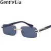 Sunglasses Sunglasses Small Rectangle Rimless Sunglasses Men Luxury Brand Frameless Sun Glasses Shades Anti Blue Light Computer Read Eyeglasses Z230705