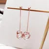 Stud Earrings YUN RUO 2023 Arrival Fashion Double Circles Earring Rose Gold Color Woman Birthday Gift Titanium Steel Jewelry Not Fade