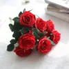 Fleurs décoratives 1 Bouquet 10 Tête Rouge Couleur Artificielle Rose Faux Soie Flores Pour La Maison De Mariage De Mariée Décoration Fleur Fleurs