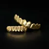 Erkek altın ızgara dişleri seti moda hip hop takılar yüksek kaliteli sekiz 8 üst diş altı 6 alt ızgara