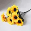 Têtes de Bouquet de fleurs séchées, tournesol artificiel en soie, décoration de mariage à domicile, fausses plantes pour décoration de jardin DIY