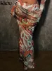 Dwuczęściowa sukienka Kliou MESH Zestaw Estetyczny Zestaw Kobiet Kobiety Hipster Bez rękawów One -Crop Topmatching Spódnice Sexy See przez kombinezon wakacyjny 230630