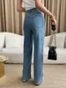 Jeans da donna assottigliati in estate pantaloni lunghi Baic slim larghi dritti morbidi pantaloni casual eleganti a gamba larga in denim