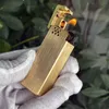 Briquet à flamme nue en laiton trench machine à kérosène personnalité rétro meule avec trou coupe-vent briquet gadget pour hommes UGM7No Gas