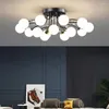 Ceiling Lights Nordic Living Room Black Gold Lamp LED Milk White Glass Ball With Crystal Decor Kitchen Bedroom Pendant