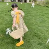 Robes de fille 2023 été léger luxe mode filles robe version coréenne des enfants jupe florale confortable décontracté princesse Boutique