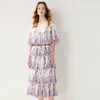 Платья для вечеринок Menahem Summer Gohemian Vacation Floral Dress Женщина вне плеча цветочный принцип.