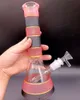 Épais Bécher Bong Verre Narguilés D'eau En Gros Coloré Bande Eau Fumer Pipe Bongs avec Downstem