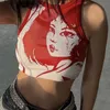 Damen Tanks Camis Sexy Y2k Ästhetische Vintage Harajuku Slim Tank Top Für Frauen Sommer Persönlichkeit Grunge Print Ärmellose Crop Tops Streetwear 230703