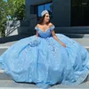 Вечеринка платья Принцесса выпускной отпуск платье 2023 Тлык с плеча Милая грубая кружевная аппликация
