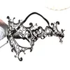 1PCs Black Venetian Lace Metal Mask Masquerade Half-face Clear Diamante Fancy Dress L230704