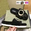 Box Hybrid Interlock Slippers Wool Slide Fur Fluffy Furry Sandals Woman Warm Slides Flat Sandal with Box Shoes Bag Winter Indoo Fn