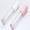 Tubos de batom vazios de 6,8 ml Tubos de brilho labial transparente Recipiente de frascos transparentes com tampa branca rosa