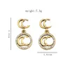 Stud Sweet 18K Gold Plated Luxury Esigners Double Letters Clip Chain Geometric Famous Women 925 Sier Crystal Rhinestone Earring Wedd Dhore