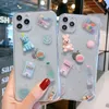 3D ユニコーンドリンクかわいいウサギの漫画電話ケース iphone X XS XR 11 13 13 14 プロマックスソフト透明カバークリエイティブ写真カスタム