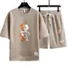 Sommar Sportkläder för män Fitness träningsoverall löparkläder Tryck Teddy Bear T-shirt Shorts Set 2-delad jogging träningsoverall Ensemble Homme