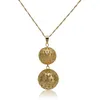 Серьги ожерелья набор и для женщин с мячом с мячом, сшивая 24K, покрытая золотой кулон