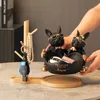 装飾オブジェクト置物フレンチブルドッグ装飾ホーム犬像収納ボウルテーブル装飾品動物置物樹脂犬彫刻デザイン像ギフト 230703