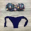 Stroje kąpielowe damskie moda kobiety seksowny strój kąpielowy bandeau kwiatowy Print wkładki laktacyjne stroje kąpielowe krawat z kokardą podzielone bikini pływanie strój kąpielowy kobieta Biquini J230704