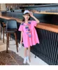 Vestidos de menina Vestido de manga curta infantil Verão meninas falsas duas camisetas finas saia estilo estrangeiro princesa