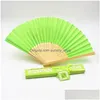 Party Favor Personnalisé Luxueux Soie Fold Hand Fan Personnalisé Gravé Logo Ventilateurs Pliants Avec Boîte-Cadeau Faveurs Cadeaux De Mariage Drop Dh1Z0