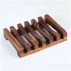Soap Dishes Wood Hollow Rack Natural Bamboo Tray Holder Sink Deck Bathtub Shower Toilet Drop Delivery Home Garden Bath Bathroom Acces Dh3Wl