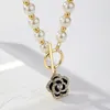 Pendant Necklaces KLG Small Pearl Roses Sweet Wind OT Clasp Necklace Female Temperament Of Contracted Collarbone Chain Neck Ornaments