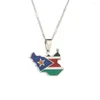 Pendant Necklaces Stainless Steel Enamel South Sudan Map Necklace Of Country Maps Chain Jewellery