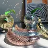 Decorative Objects Figurines Disco Banana Apple Art Home Decoration Mirror Reflective Decor Table Bar Stage Rotating Fruit 230704